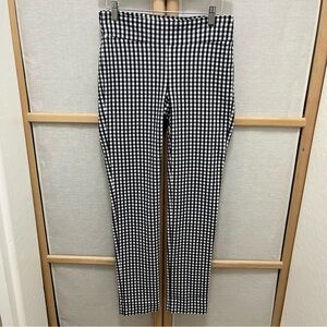 J Mclaughlin Pants Navy White Gingham Pull On Stretch Trousers Size 6